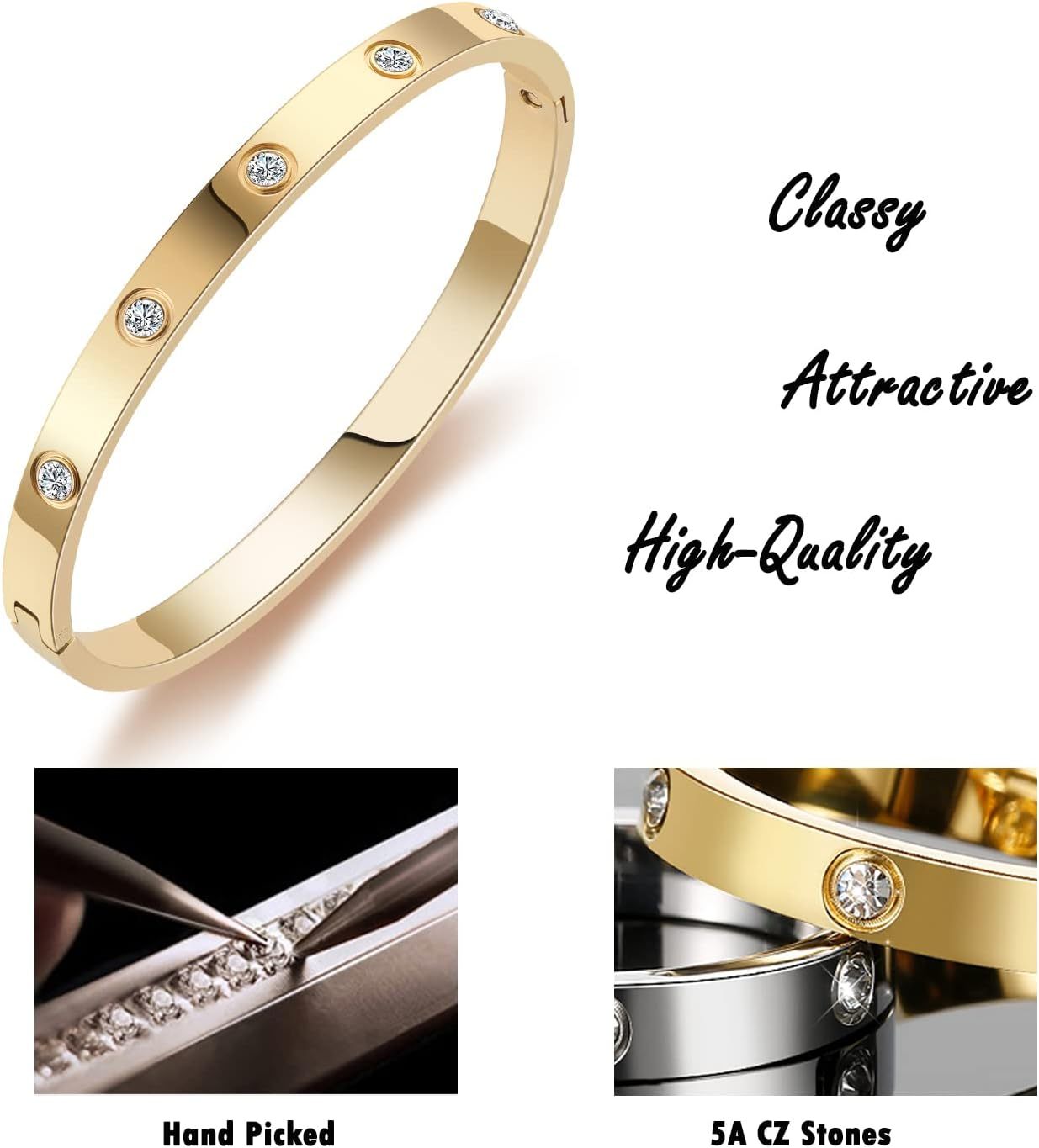 18K Gold-plated Bracelets for Women Friendship Love Bangle Bracelets
