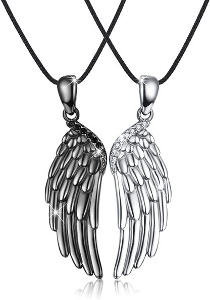 Mother'sDay Gift Angel Wings Couple Crystal Necklaces-Engravingift
