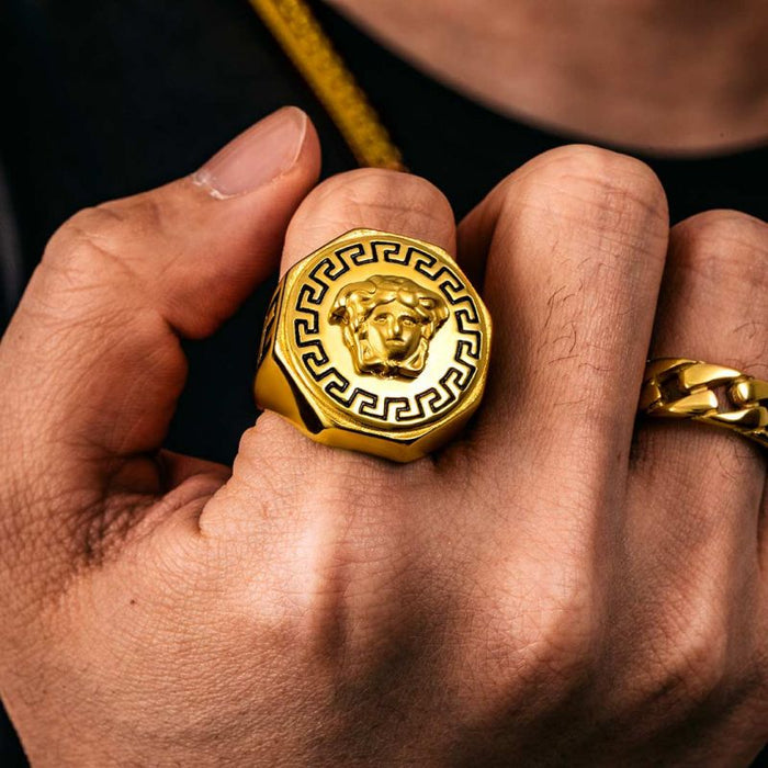 Father's Day Gift 18K Gold Snake Hair Banshee Ring-Engravingift