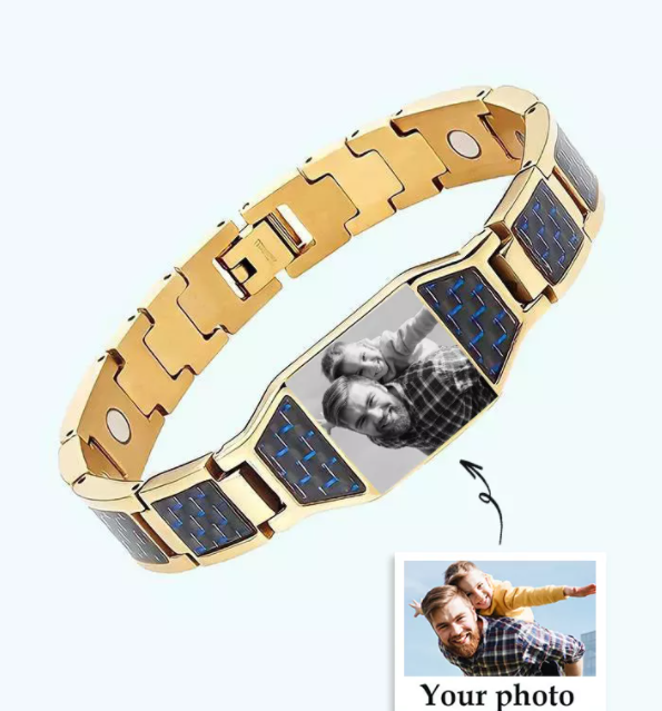 Custom Men Magnetic Bracelet Personalized Photo Bracelet for Him