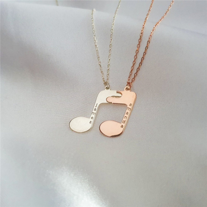 Personalized Couple Musical Note Necklace Set