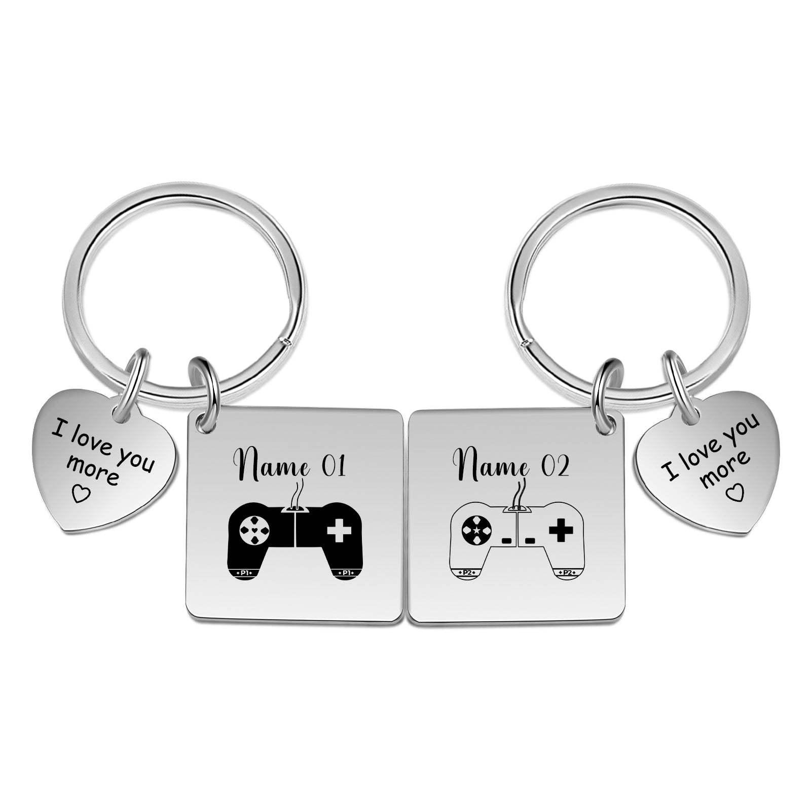 Mother's Day Gift  Photo Couple Keychain Set Personalized Heart Matching Couple Gifts-Engravingift