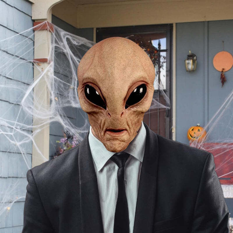 Hand-Painted Realistic Alien Face Mask Breathable Halloween Costume
