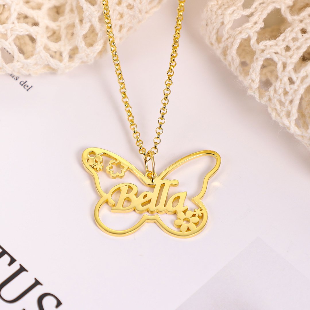 Mother's Day Gift Butterfly Name Necklace Personalized Name Necklaces-Engravingift