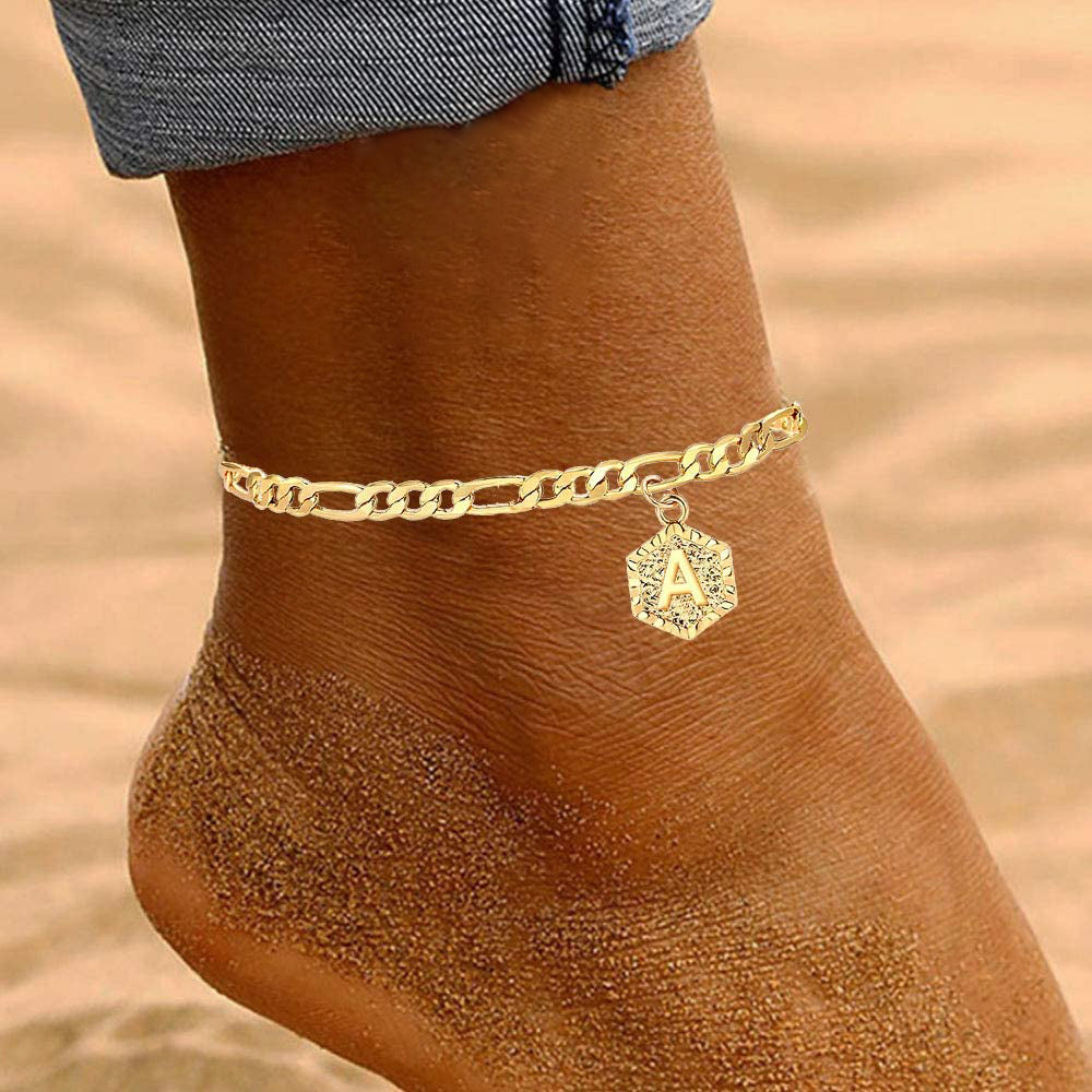 Mother's Day Gift Personalized Initial Anklet Custom Gold Ankle Bracelet for Women-Engravingift