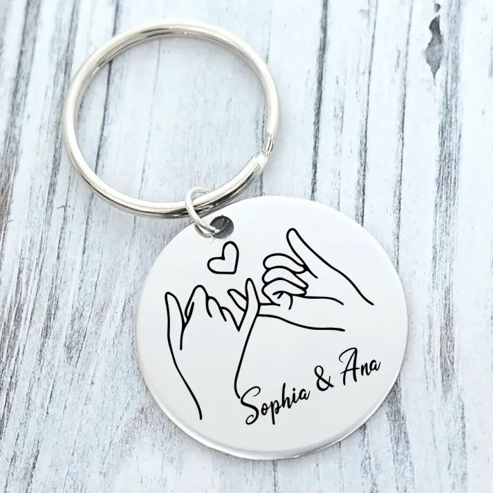 Personalized Name Keychain Pinky Swear Keychain For Sister/Bestie