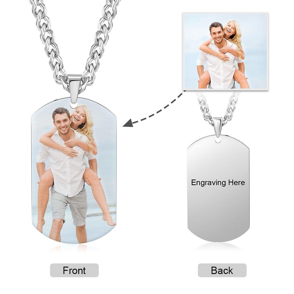 Father's Day Gift Custom Photo Tag Necklace Pendant Personalized with Engraving, Father's day personalized necklaces for women with children's photo-Engravingift