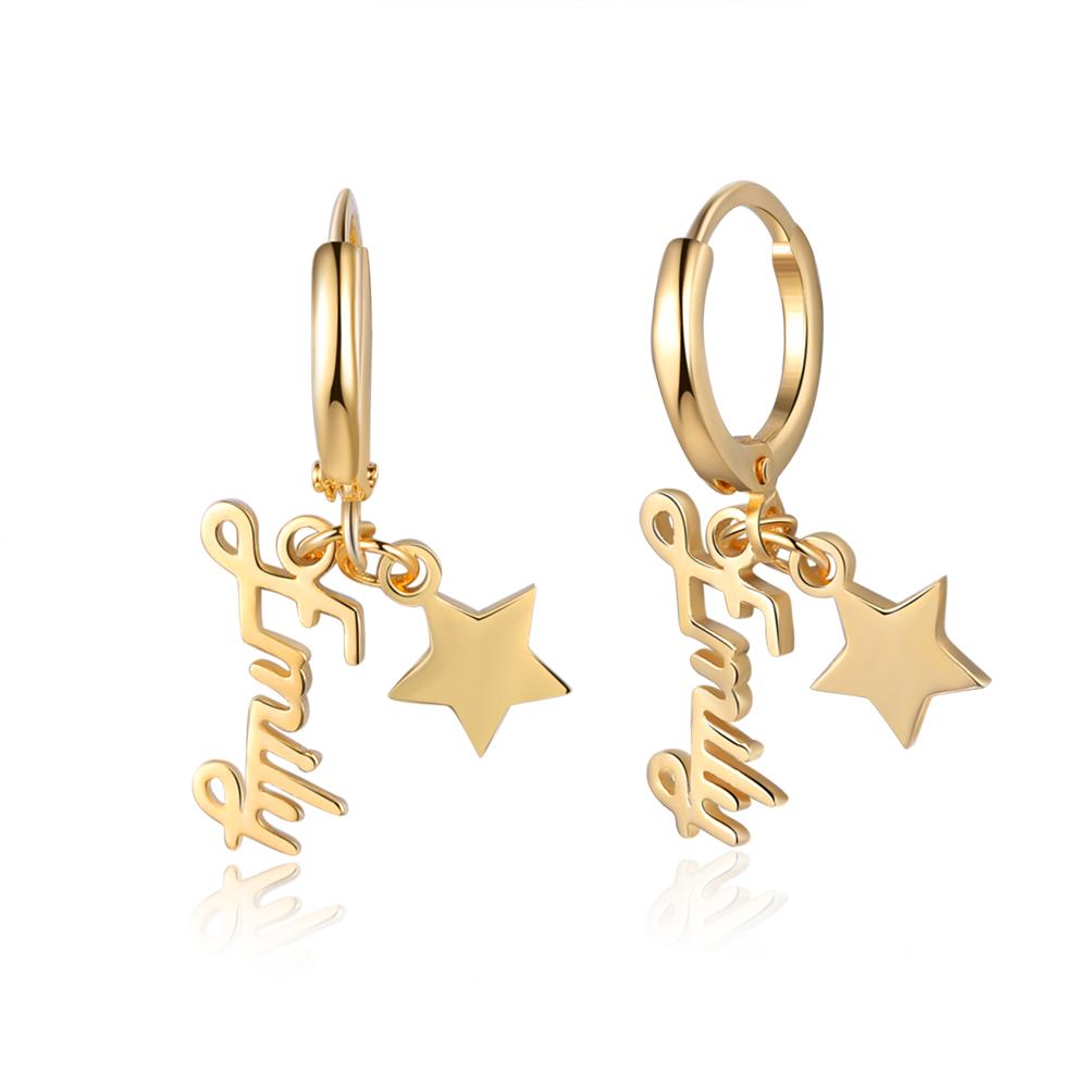 Mother's Day Gift Name Earrings with Star Pendant Personalized Gifts-Engravingift