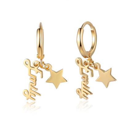 Mother's Day Gift Name Earrings with Star Pendant Personalized Gifts-Engravingift