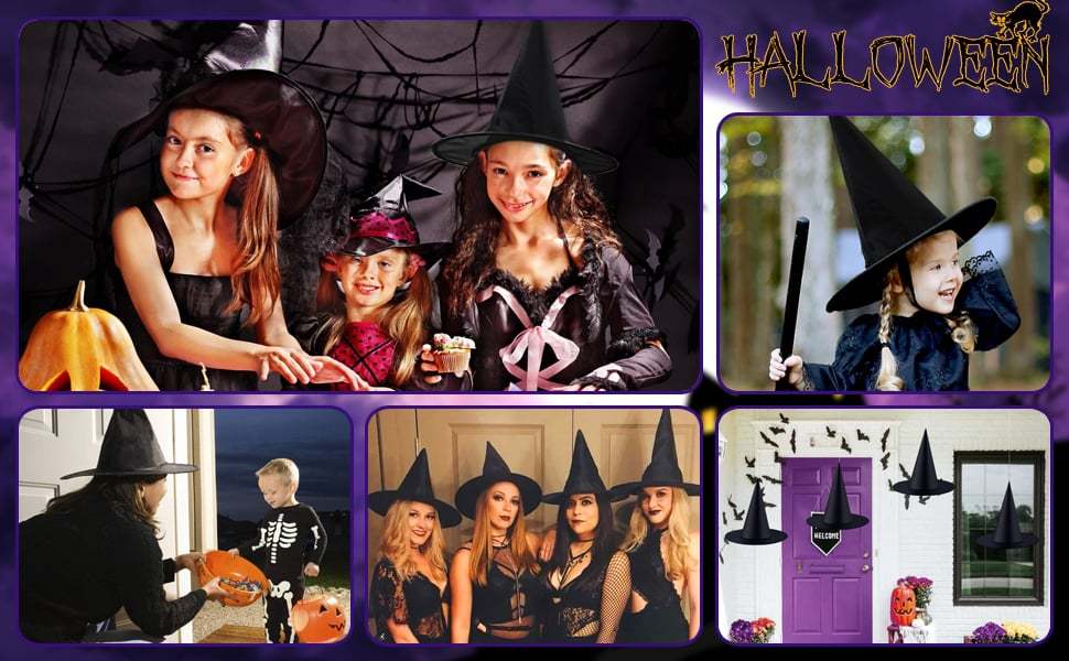 Halloween Black Witch Hat Decoration – Foldable Halloween Party Accessory