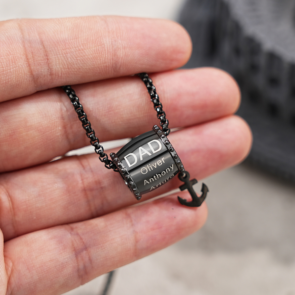  Personalized Dad Engraved Bead Necklace
