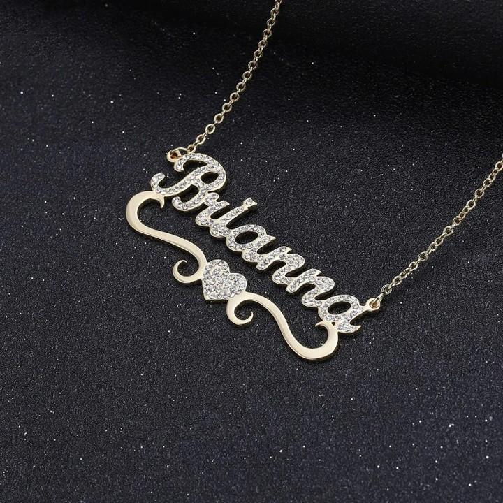 Christmas Gift Personalized Sparkling Butterfly Heart Diamond Name Necklace