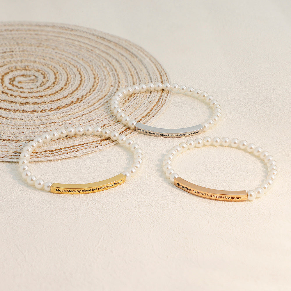 Mother's Day Gift Simple Fashion Personality Ladies Pearl Carving Bracelet-Engravingift