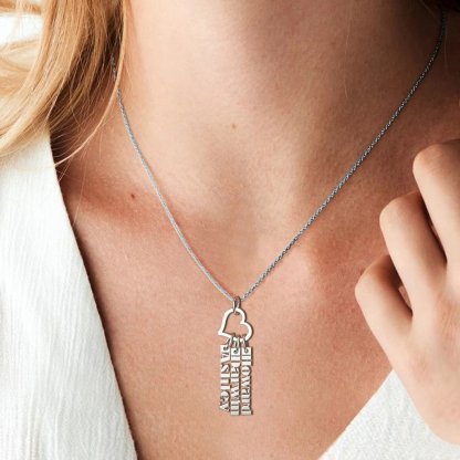 Christmas Gift Heart Rings Fashion Tag Bar Name Necklace