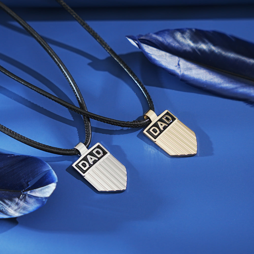 Father's Day Gift DAD Engraved Shield Pendant Necklace