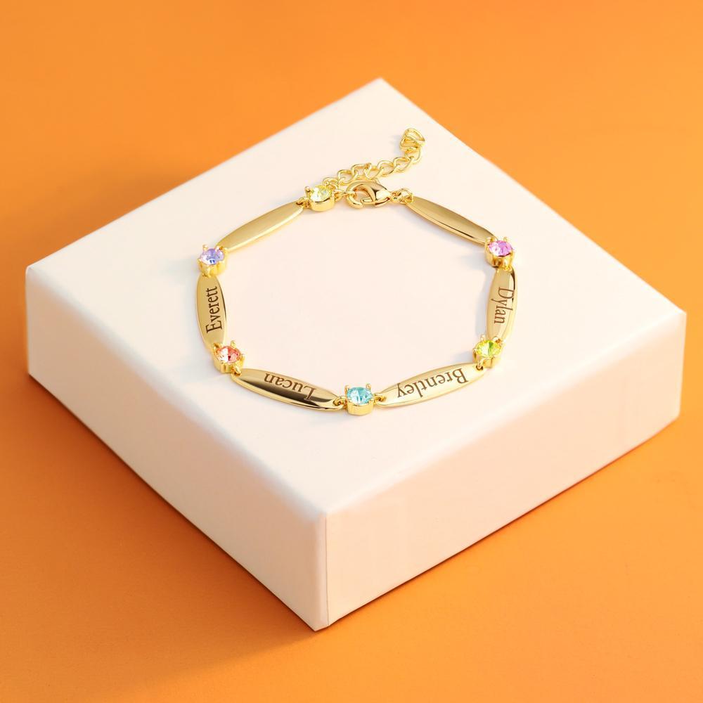 Mother's Day Gift Mother Bracelet with Family Names and Birthstones-Engravingift