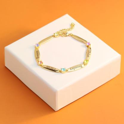 Mother's Day Gift Mother Bracelet with Family Names and Birthstones-Engravingift