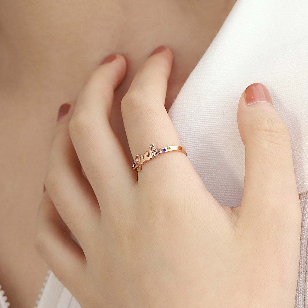 Mother's Day Gift Birthstone Name Ring