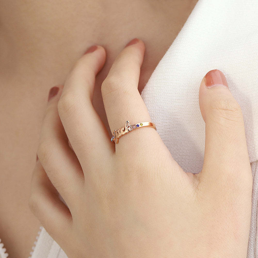 Mother's Day Gift Birthstone Name Ring