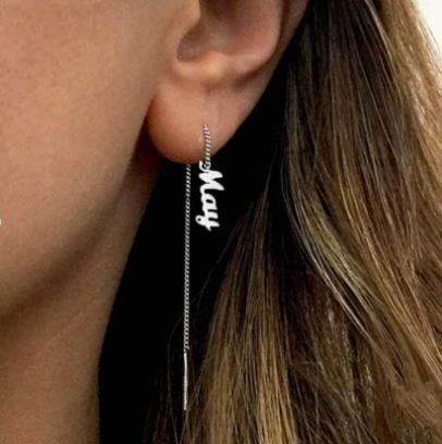 Mother's Day Gift Personalized Name Drop Earrings for Her-Engravingift