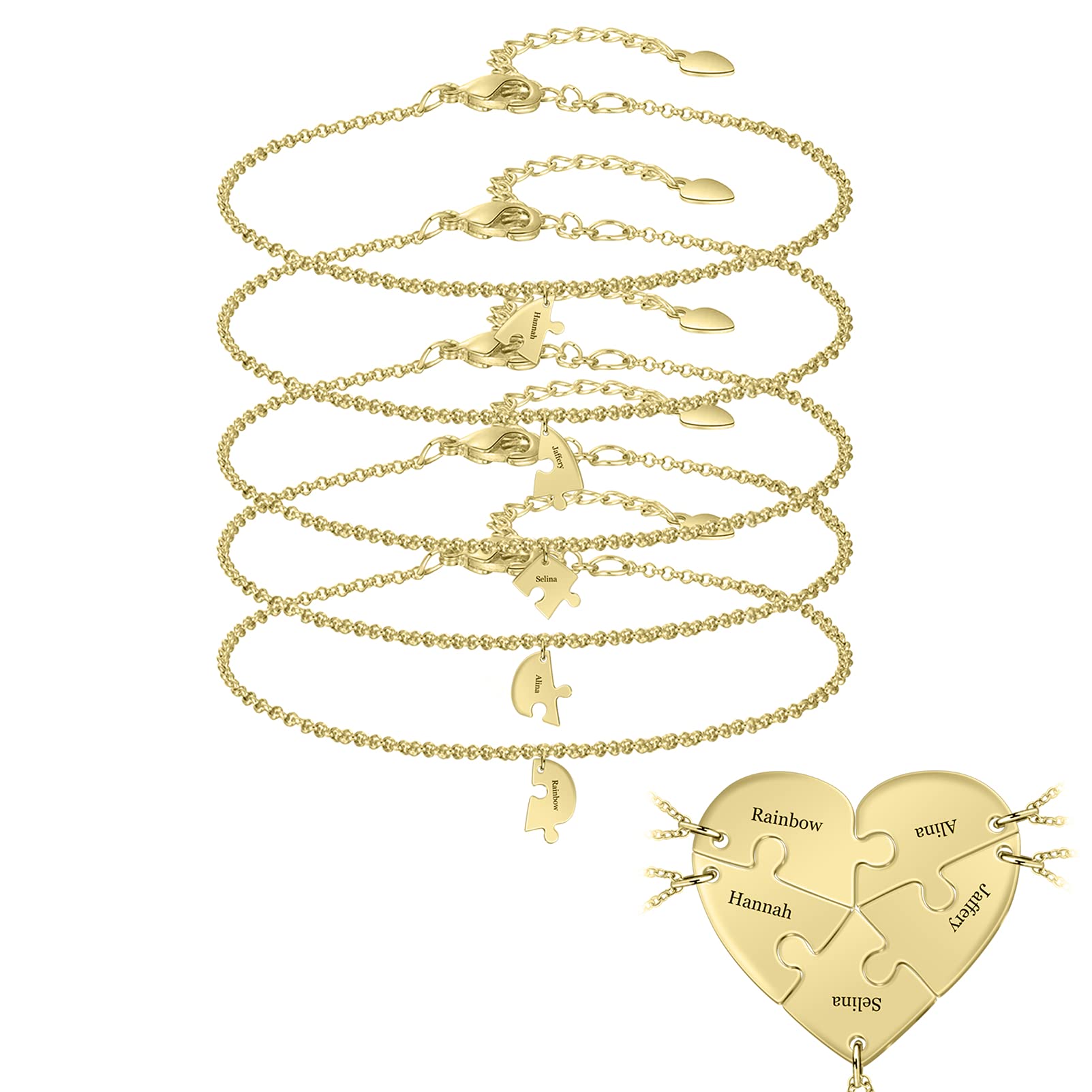 Christmas Gift Family/Sibling/BFF Gift Personalized Heart Puzzle Pieces Necklace or Keychain