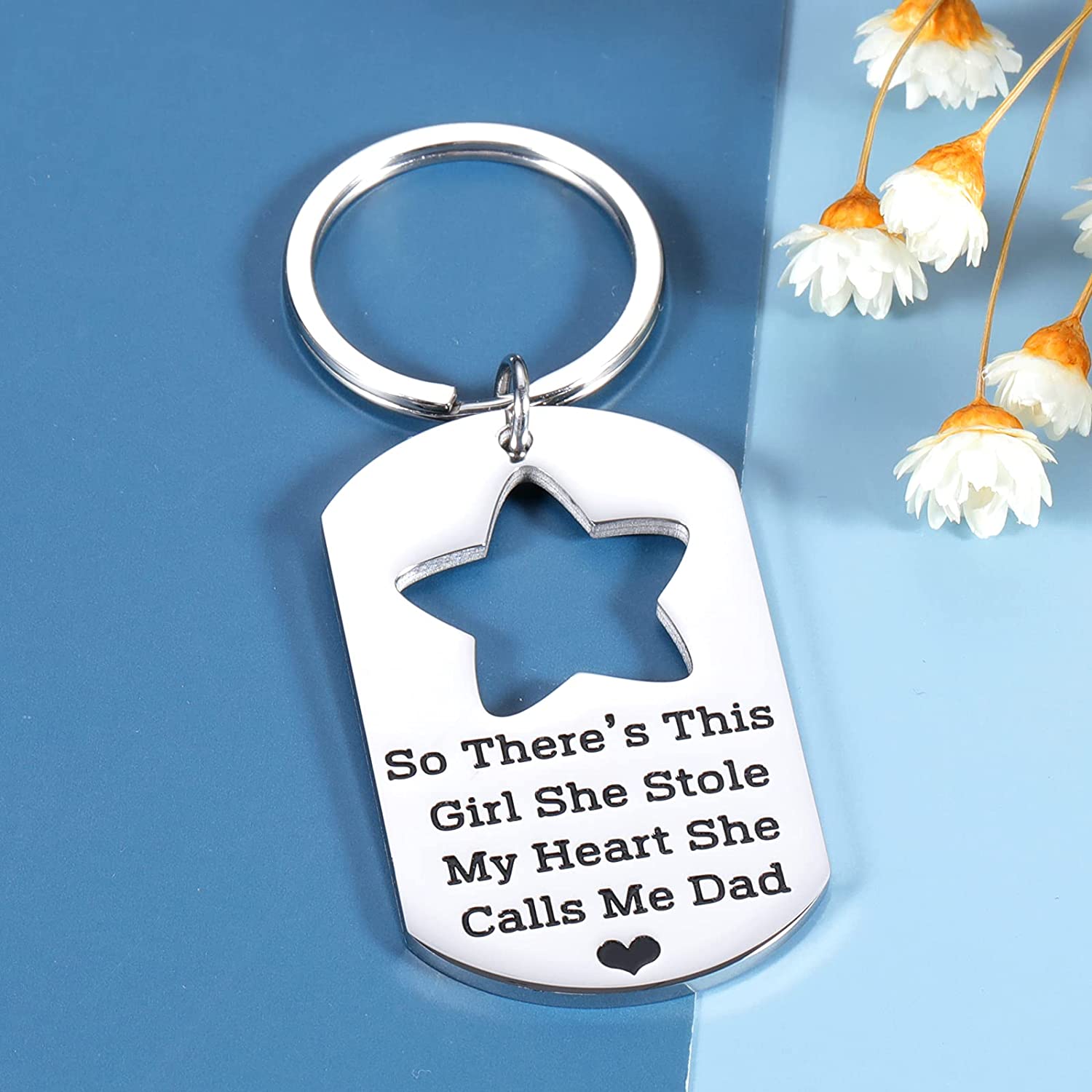 Father's Day Gift Father's Day Gift Father and Daughter Necklace Keychain-Engravingift