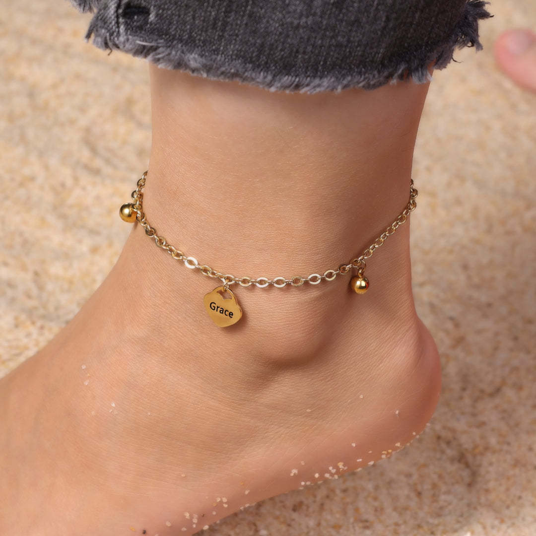 Mother's Day Gift Personalized Heart Anklet Custom 3 Names Anklet for Women-Engravingift
