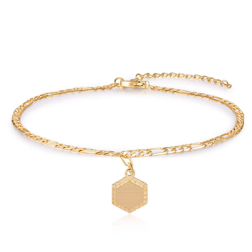 Mother's Day Gift Personalized Initial Anklet Custom Gold Ankle Bracelet for Women-Engravingift