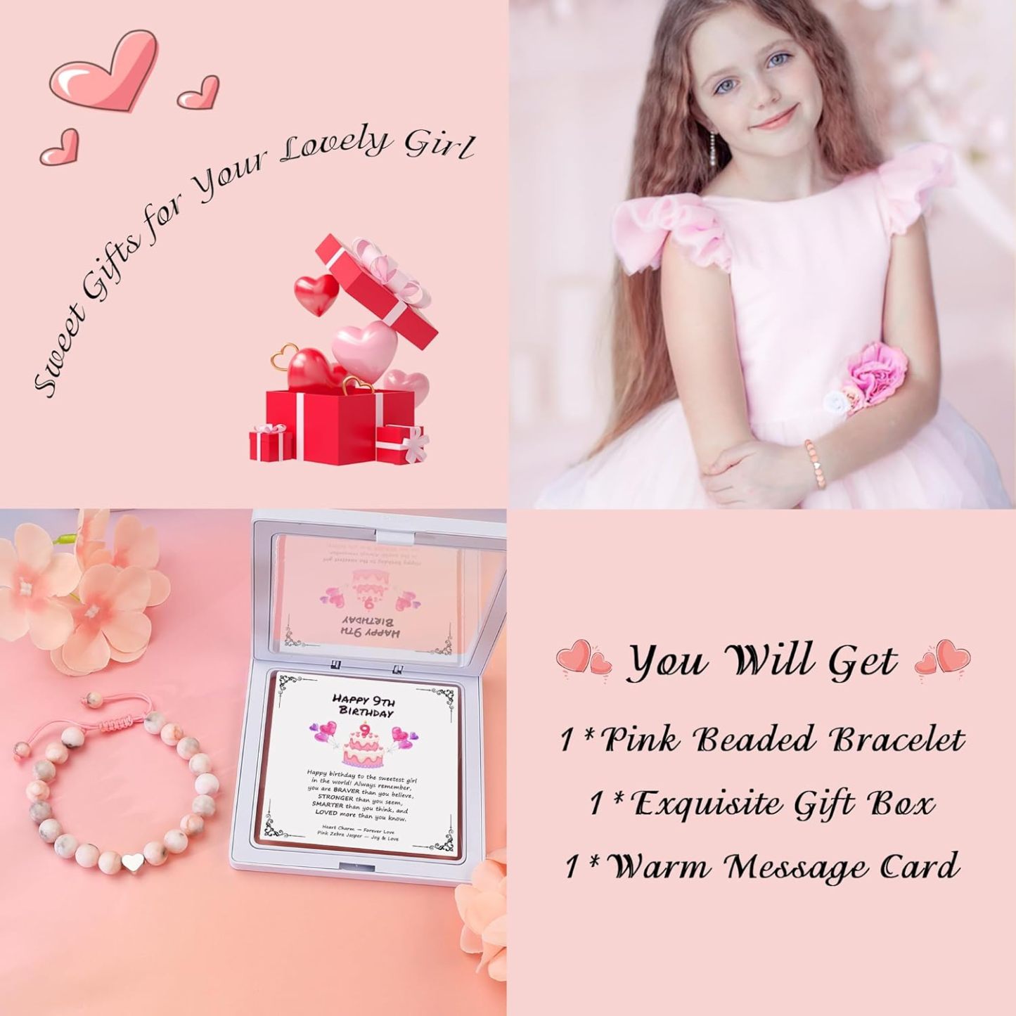 Sereney Birthday Gifts for Girls Beaded Bracelets as 1 3 4 5 6 7 8 9 10 11 12 13 15 16 Year Old