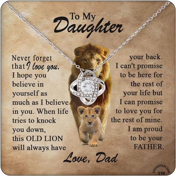 Mother's Day Gift To My Daughter From Dad Necklace, Old Lion Necklace, "Proud be your father gifts for - believe in yourself"-Engravingift