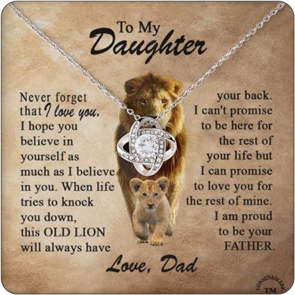 Mother's Day Gift To My Daughter From Dad Necklace, Old Lion Necklace, "Proud be your father gifts for - believe in yourself"-Engravingift