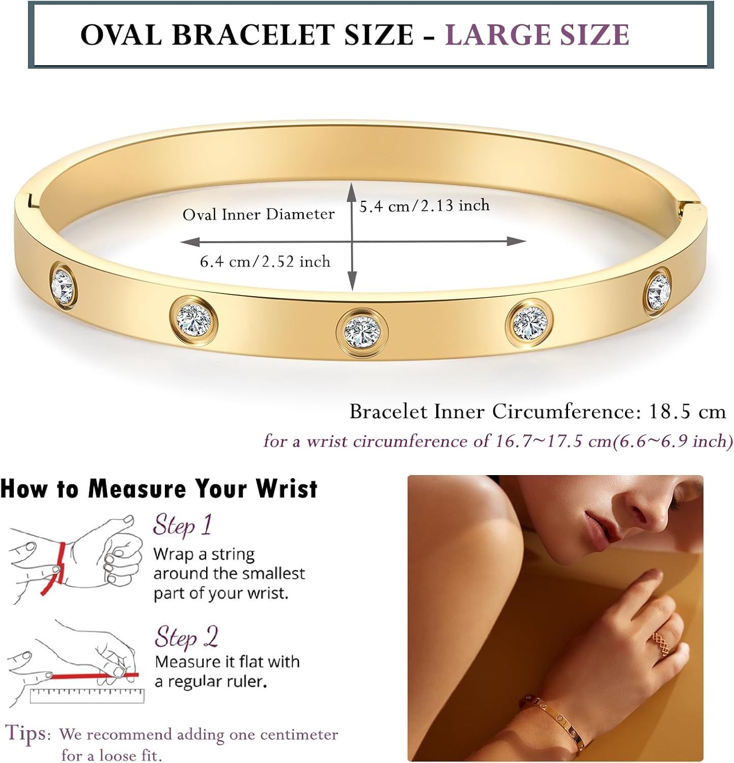 18K Gold-plated Bracelets for Women Friendship Love Bangle Bracelets