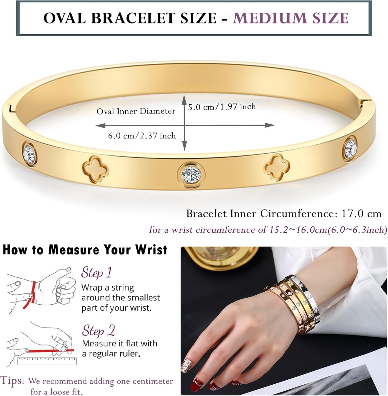 18K Gold-plated Bracelets for Women Friendship Love Bangle Bracelets