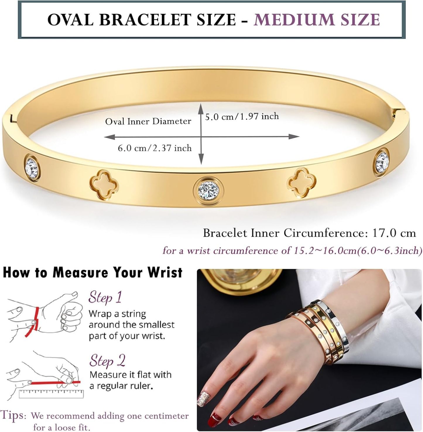 18K Gold-plated Bracelets for Women Friendship Love Bangle Bracelets
