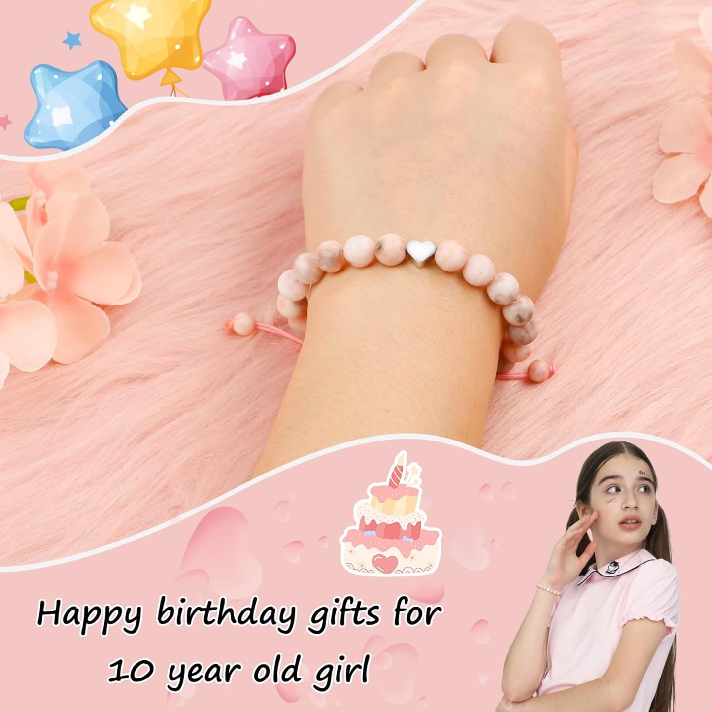 Sereney Birthday Gifts for Girls Beaded Bracelets as 1 3 4 5 6 7 8 9 10 11 12 13 15 16 Year Old