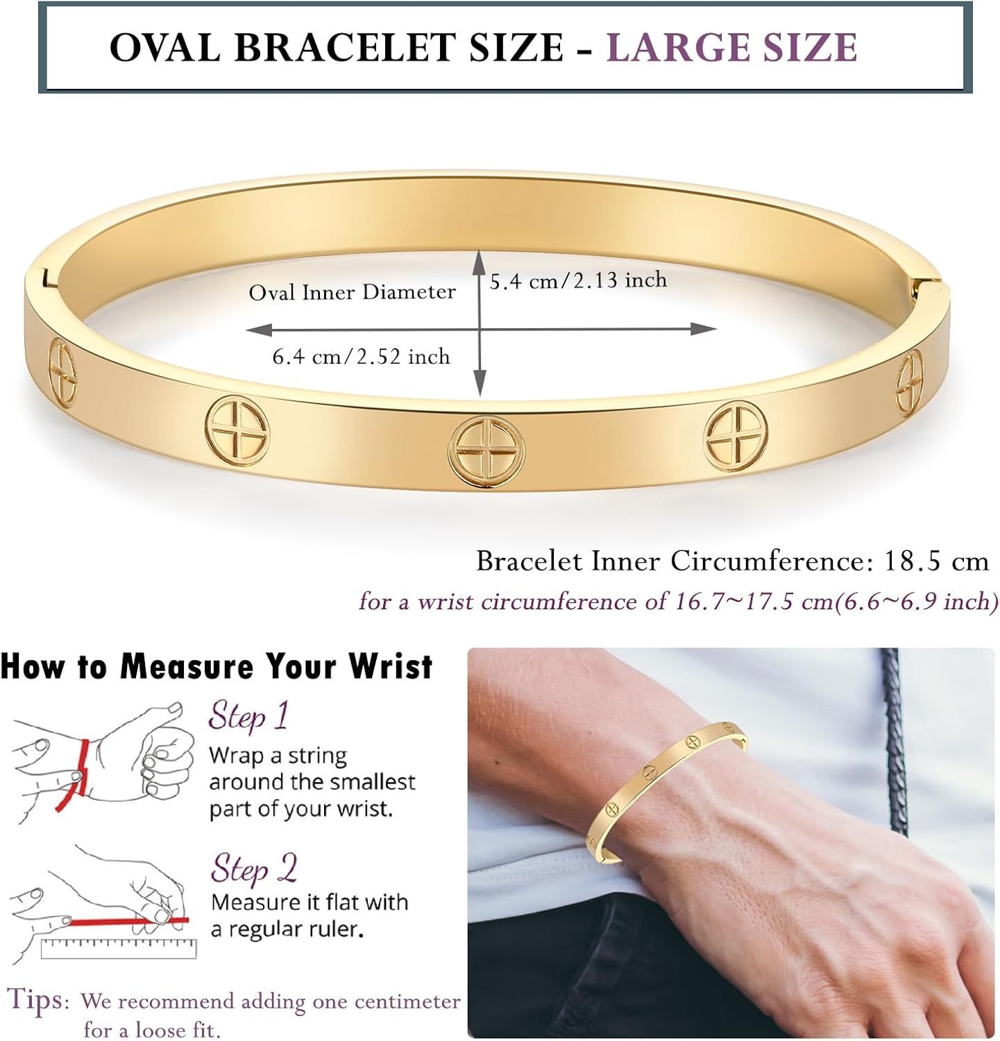 18K Gold-plated Bracelets for Women Friendship Love Bangle Bracelets