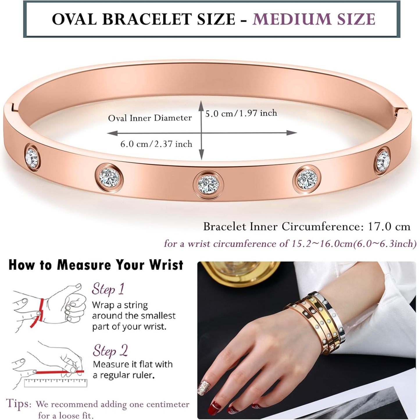 18K Gold-plated Bracelets for Women Friendship Love Bangle Bracelets