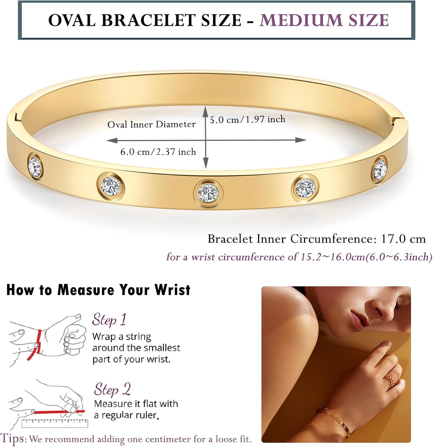 18K Gold-plated Bracelets for Women Friendship Love Bangle Bracelets