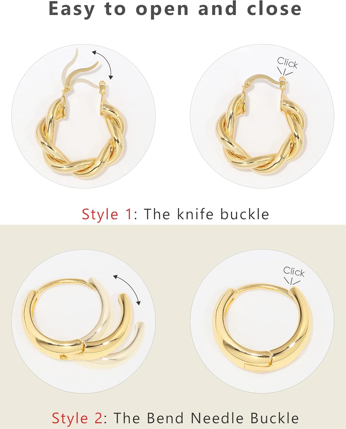 Adoyi 9 Pairs Gold Hoop Earrings Set for Womens Twisted Huggie Hoops Earrings 14K 18K Gold Plated for Girls Valentines Mother's Day Birthday Gifts Lightweight