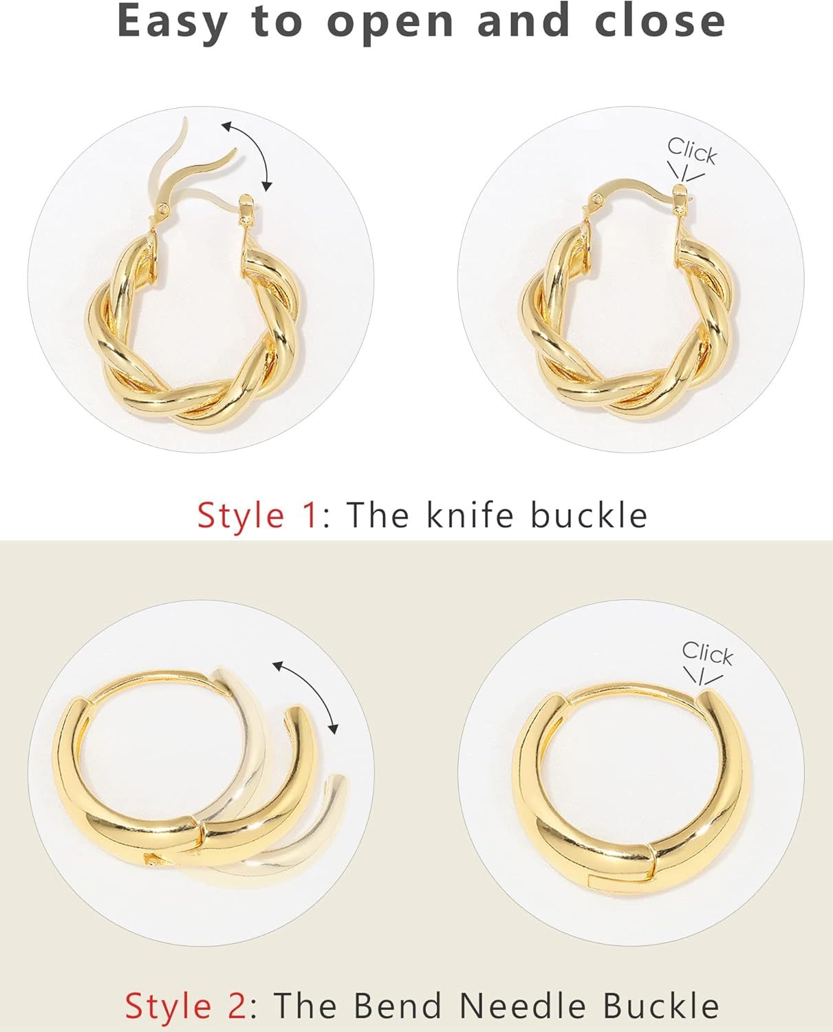 Adoyi 9 Pairs Gold Hoop Earrings Set for Womens Twisted Huggie Hoops Earrings 14K 18K Gold Plated for Girls Valentines Mother's Day Birthday Gifts Lightweight