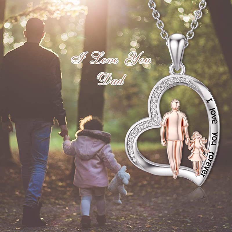 Father Daughter Heart Pendant Necklace from Dad Gift for Daughter