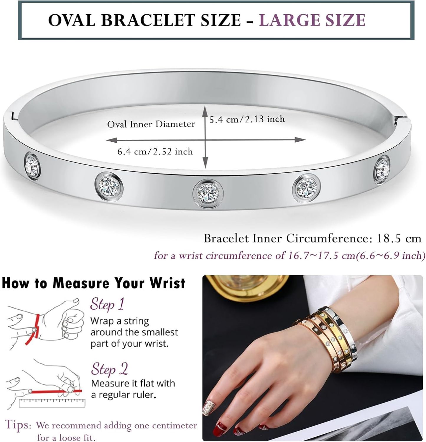 18K Gold-plated Bracelets for Women Friendship Love Bangle Bracelets