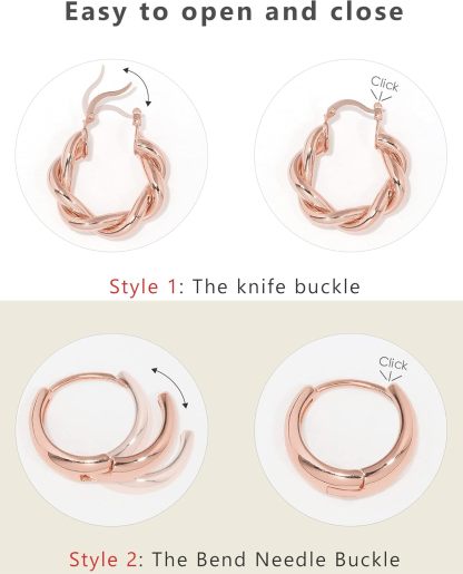 Adoyi 9 Pairs Gold Hoop Earrings Set for Womens Twisted Huggie Hoops Earrings 14K 18K Gold Plated for Girls Valentines Mother's Day Birthday Gifts Lightweight