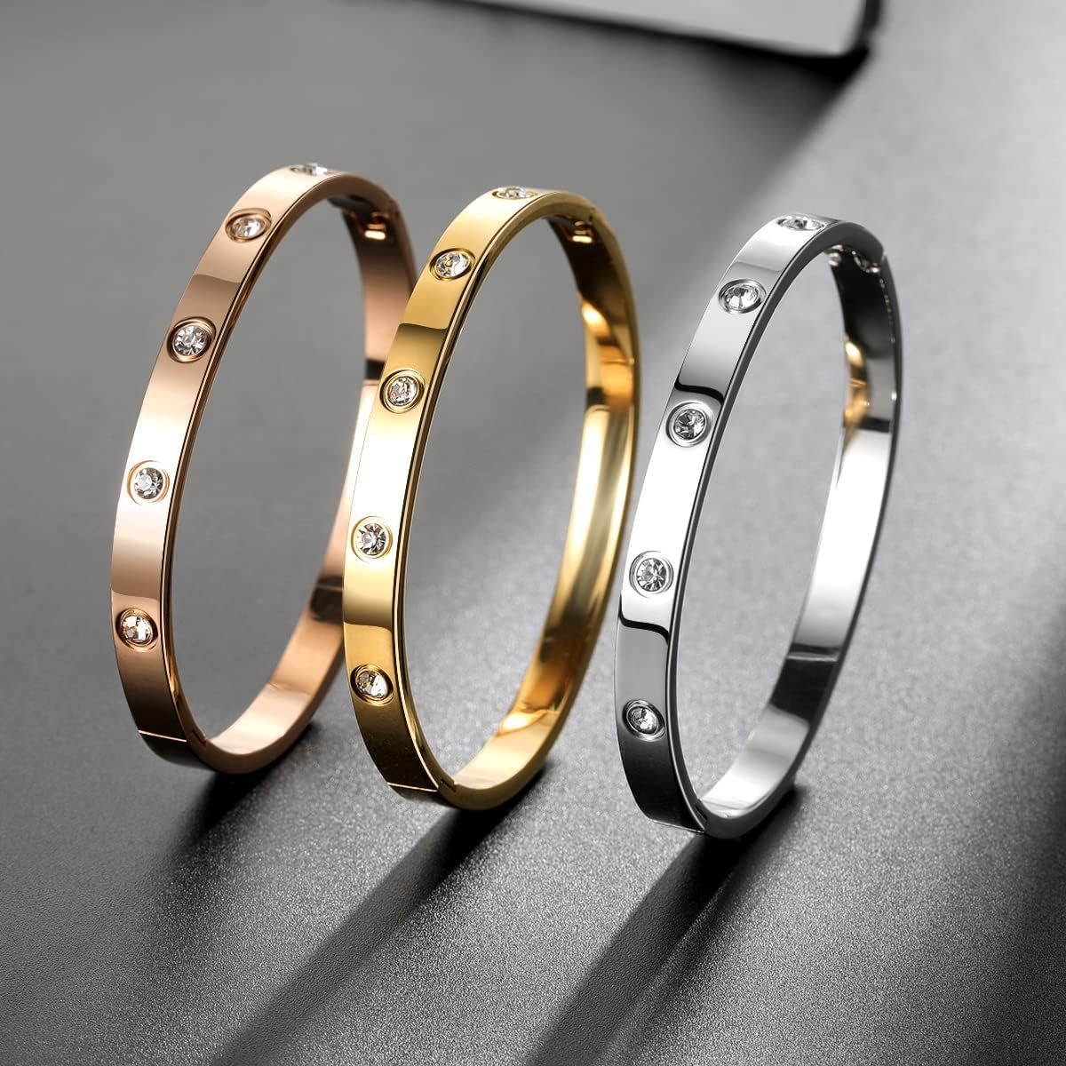 18K Gold-plated Bracelets for Women Friendship Love Bangle Bracelets