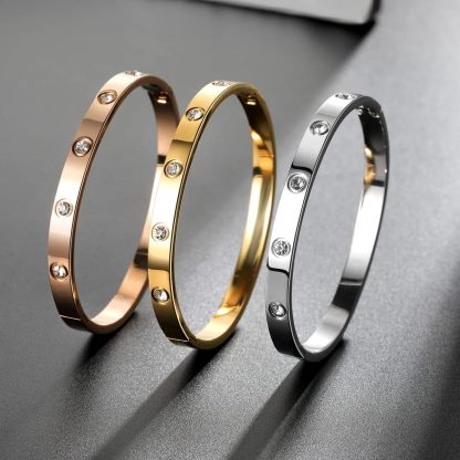 18K Gold-plated Bracelets for Women Friendship Love Bangle Bracelets