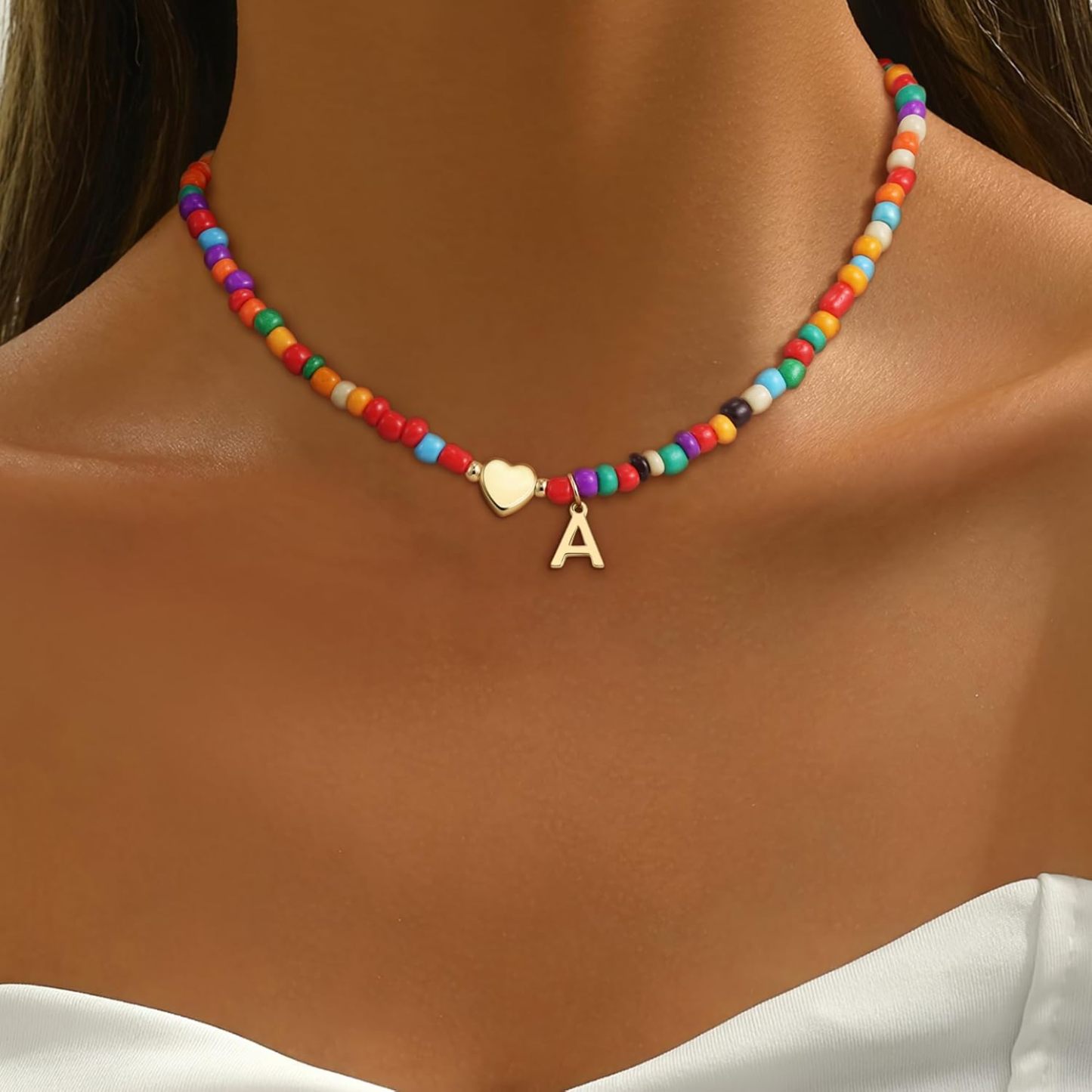 Colorful Initial Necklaces for Girls Women Kids - Teen Girls Gifts Trendy Beaded Initial Necklace