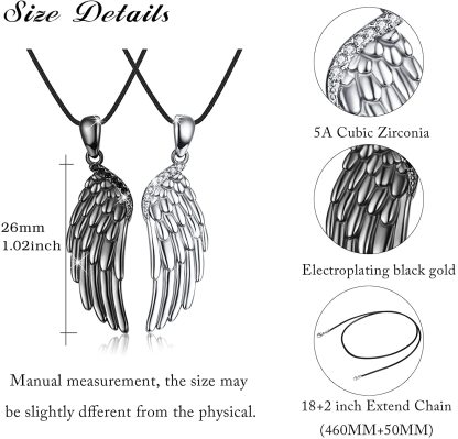 Mother'sDay Gift Angel Wings Couple Crystal Necklaces-Engravingift