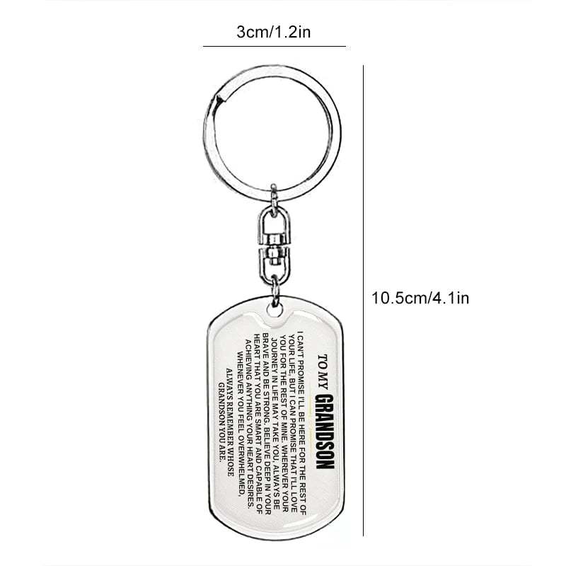 To My Grandson Keychain Stainless Steel Keychain "Whenever You Feel Overwhelmed, Always Remember Whose Grandson You Are"