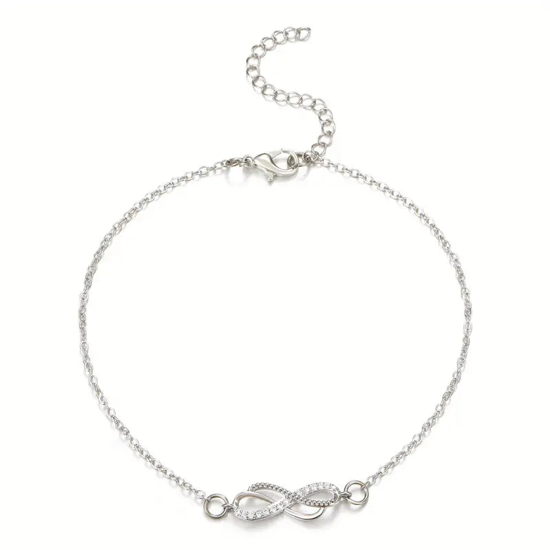 Mother's Day Infinity 8 Character Thin Chain Anklet Adjustable Summer Beach Foot Jewelry Decor Simple Style Ankle Bracelet-Engravingift