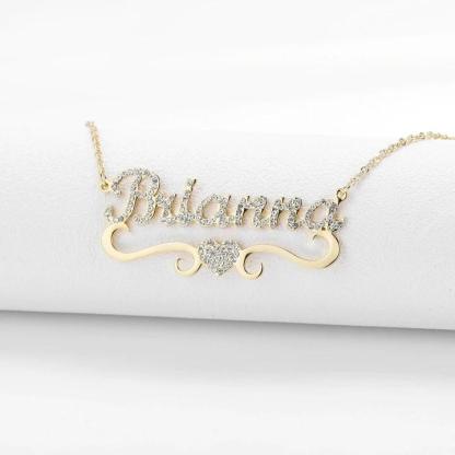Christmas Gift Personalized Sparkling Butterfly Heart Diamond Name Necklace